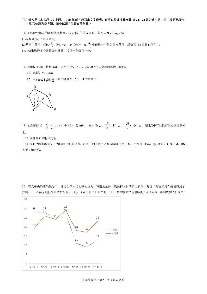 2020届湖南师大附属五雅中学高三考前适应性测试数学（理）试卷 PDF版第3页