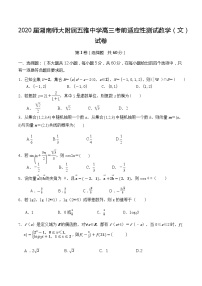 2020届湖南师大附属五雅中学高三考前适应性测试数学（文）试卷