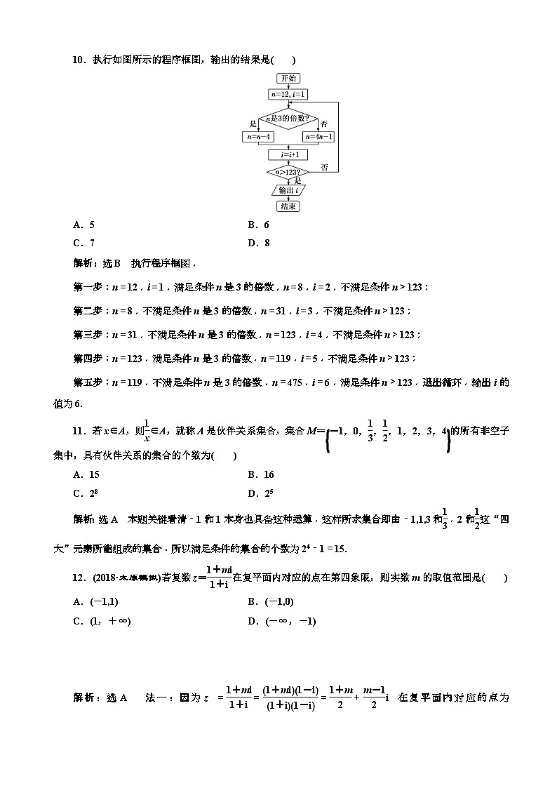 高考数学二轮复习专题检测01 集合、复数、算法 含解析03