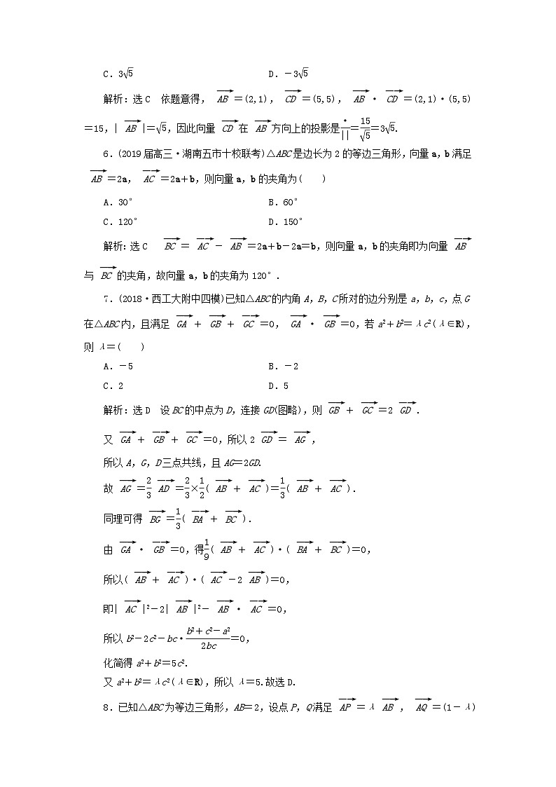 高考数学二轮复习课时跟踪检测01平面向量小题练（含答案）02
