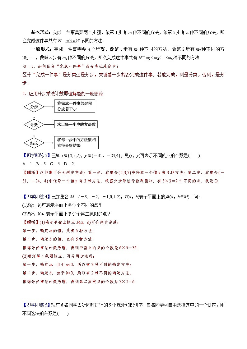 【同步讲义】（人教A版2019）高中数学选修第三册：6.1 分类加法计数原理与分步乘法计数原理  讲义03