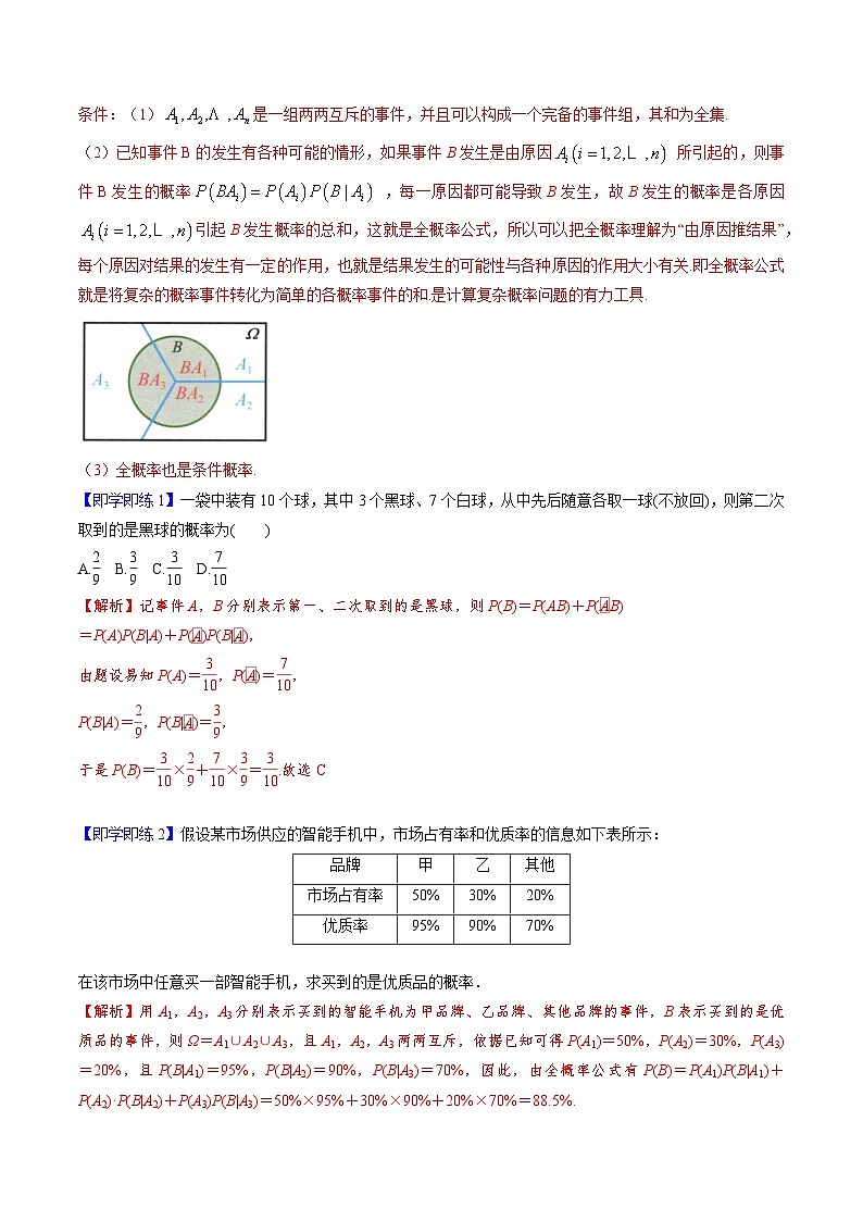 【同步讲义】（人教A版2019）高中数学选修第三册：7.1.2 全概率公式 （解析版）第2页