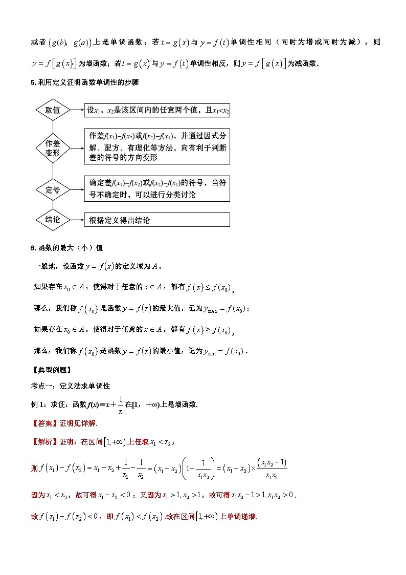 【同步讲义】（苏教版2019）高中数学必修一：第10讲 函数的单调性 讲义02