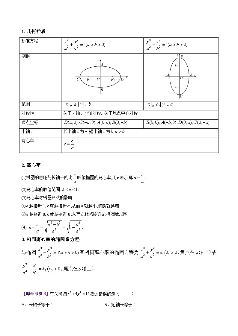【同步讲义】（苏教版2019）高中数学选修第一册：第09讲 椭圆的方程与几何性质（学生版）第3页