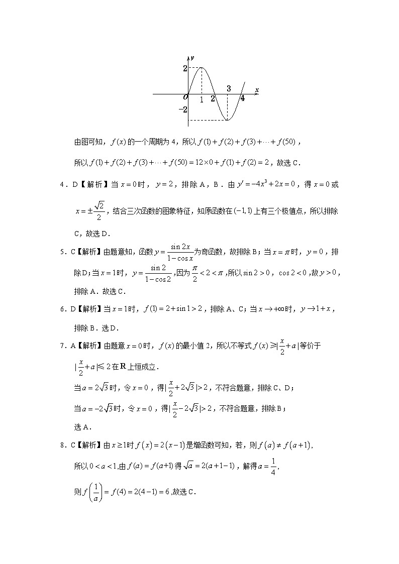 2024届高考数学第一轮复习：文科数学2010-2019高考真题分类训练之专题二  函数概念与基本初等函数 第三讲函数的概念和性质答案第3页