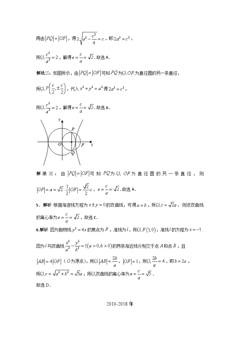 2024届高考第一轮复习：理科数学2010-2018高考真题分类训练之专题九  解析几何第二十七讲 双曲线答案第2页