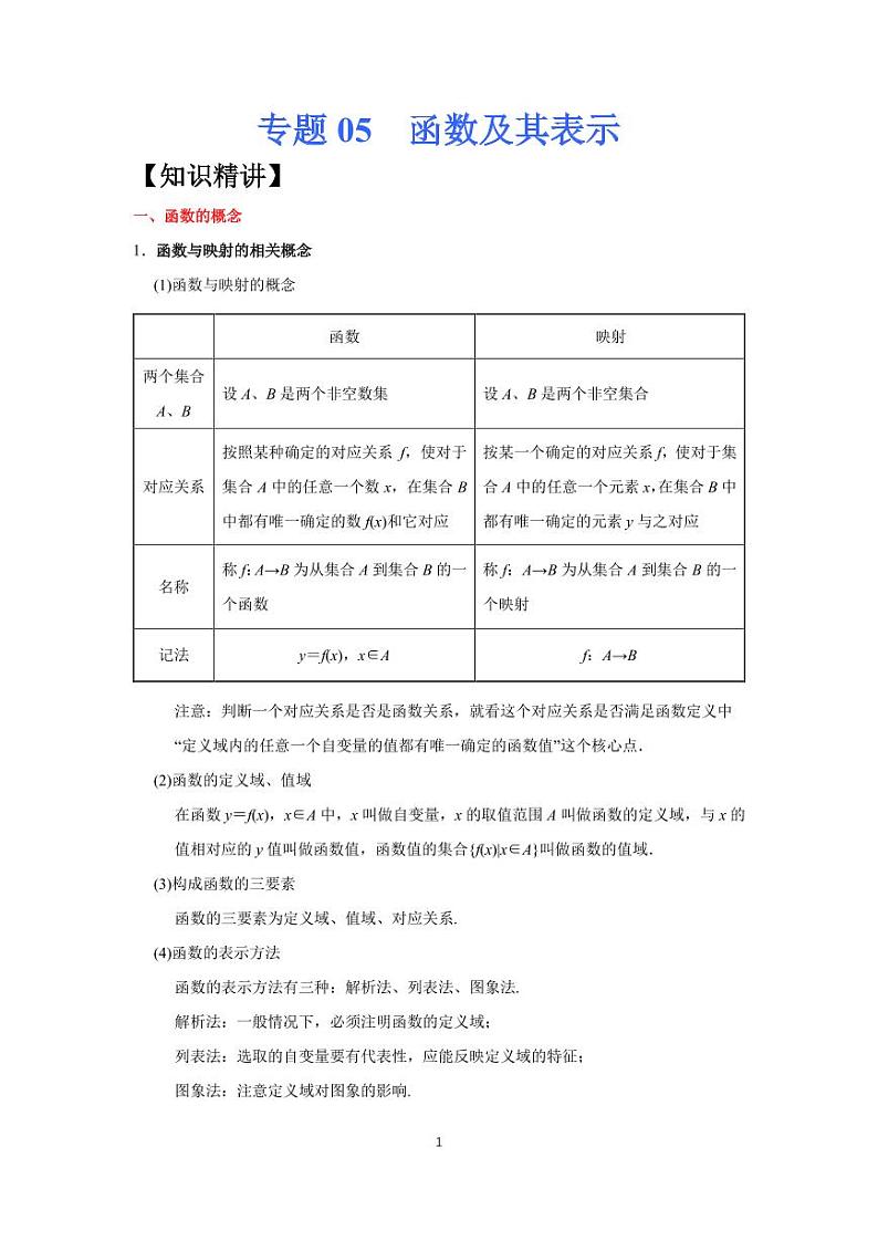 高考专题复习05  函数及其表示第1页