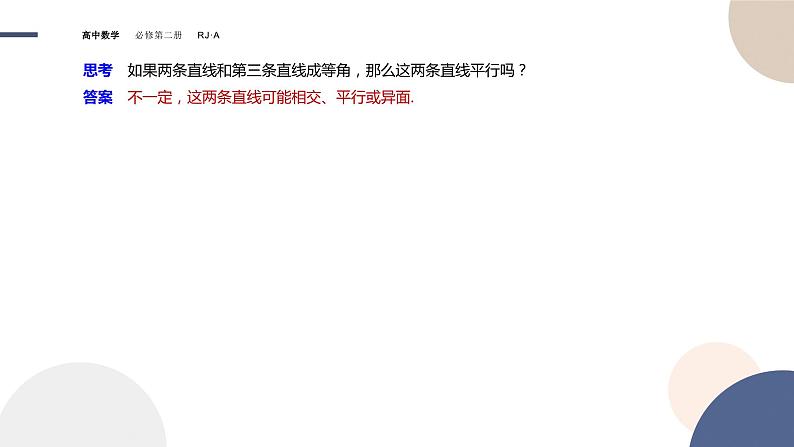 人教A版数学必修二8.5.1直线与直线平行（课件PPT）06