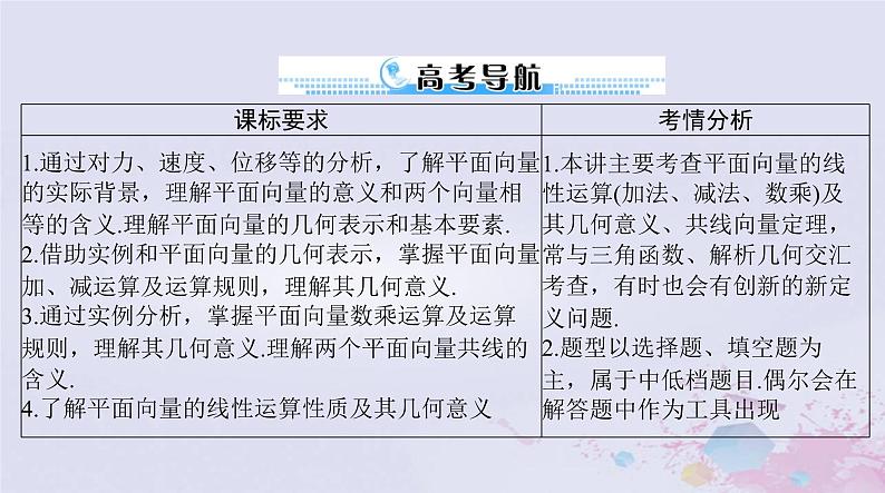 2024届高考数学一轮总复习第五章平面向量与复数第一讲平面向量的概念及线性运算课件02