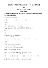 四川省绵阳市南山中学实验学校2022-2023学年高一数学下学期5月月考试题（Word版附解析）