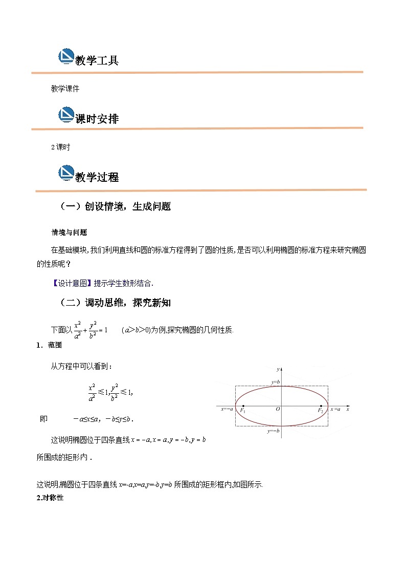 【中职专用】高中数学  高教版2021·拓展模块一上册  3.1.2椭圆的几何性质（教案）（2课时）-【中职专用】高三数学同步精品课堂（高教版2021·拓展模块一上册）第2页