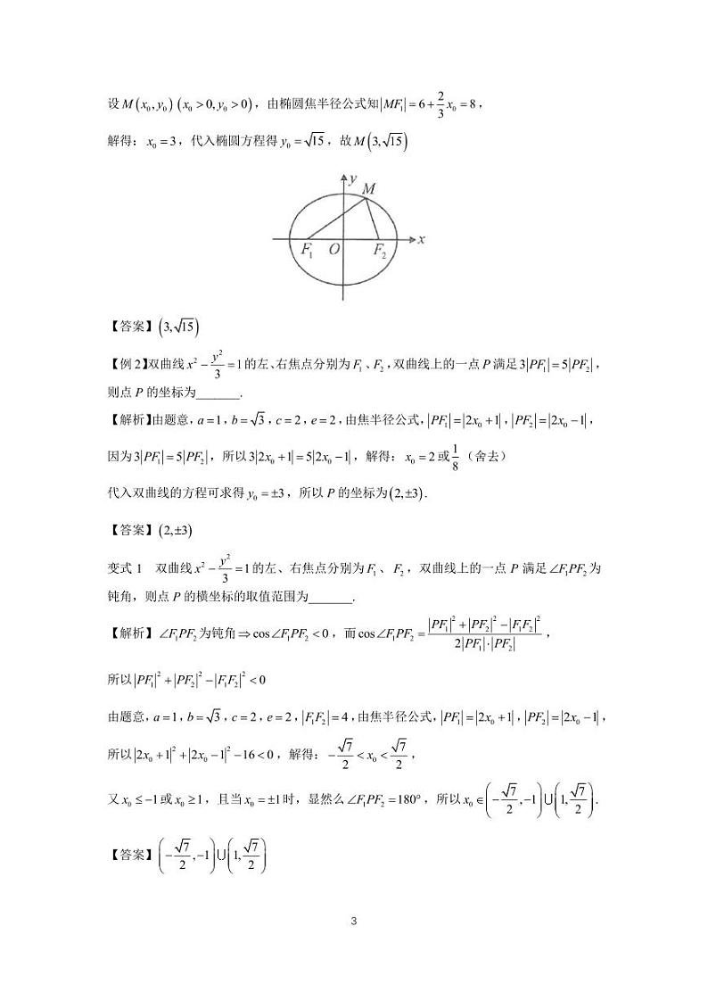 高考调频考点（圆锥曲线）7、椭圆、双曲线的坐标版焦半径公式03