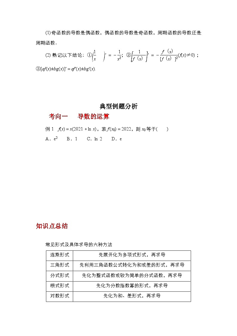 2024高考数学第一轮复习：专题3.1 导数的定义、导数的运算（原卷版）第3页