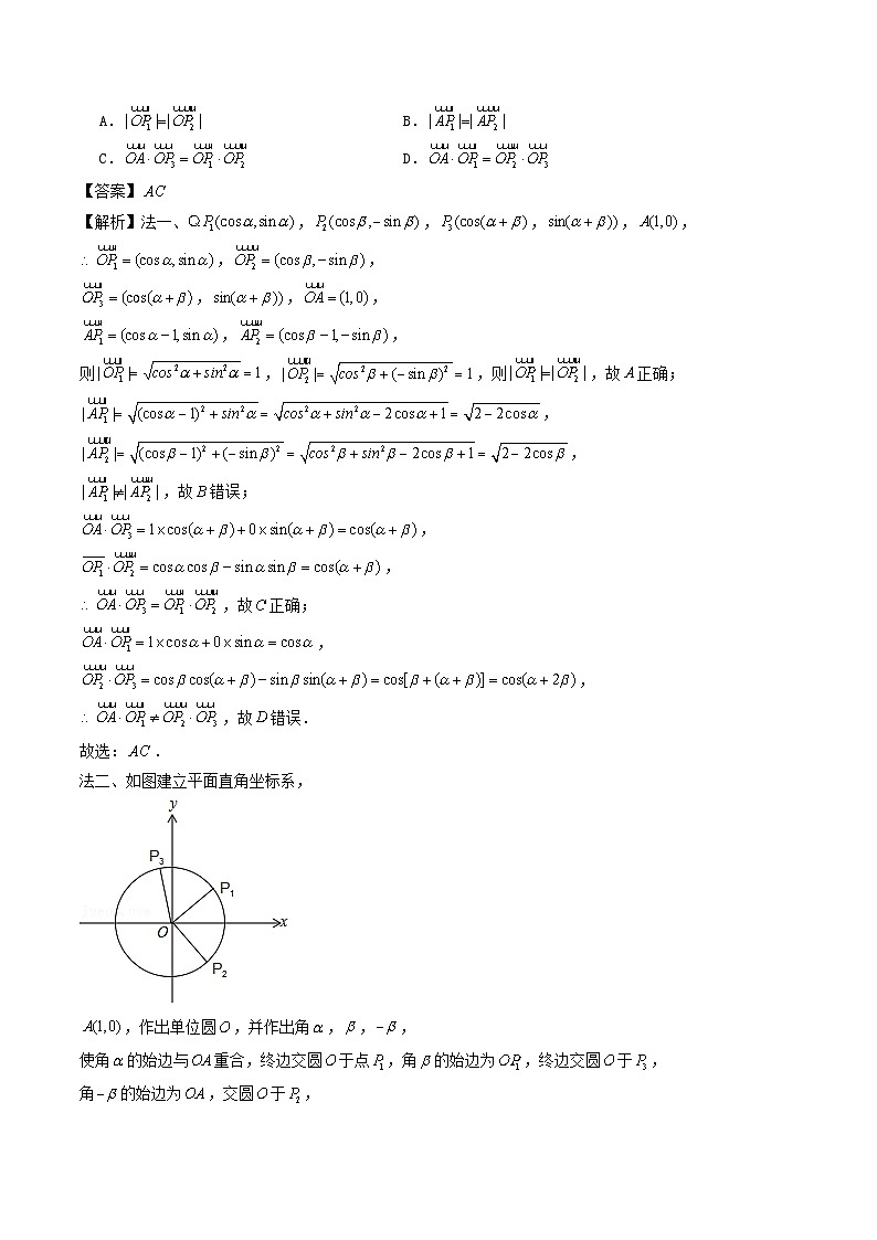 2021_2023年高考数学真题分类汇编专题11平面向量选择题02
