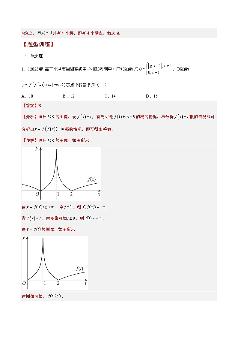 素养拓展5 嵌套函数的零点问题（精讲+精练）【一轮复习讲义】2024年高考数学高频考点题型归纳与方法总结（新高考通用）解析版02