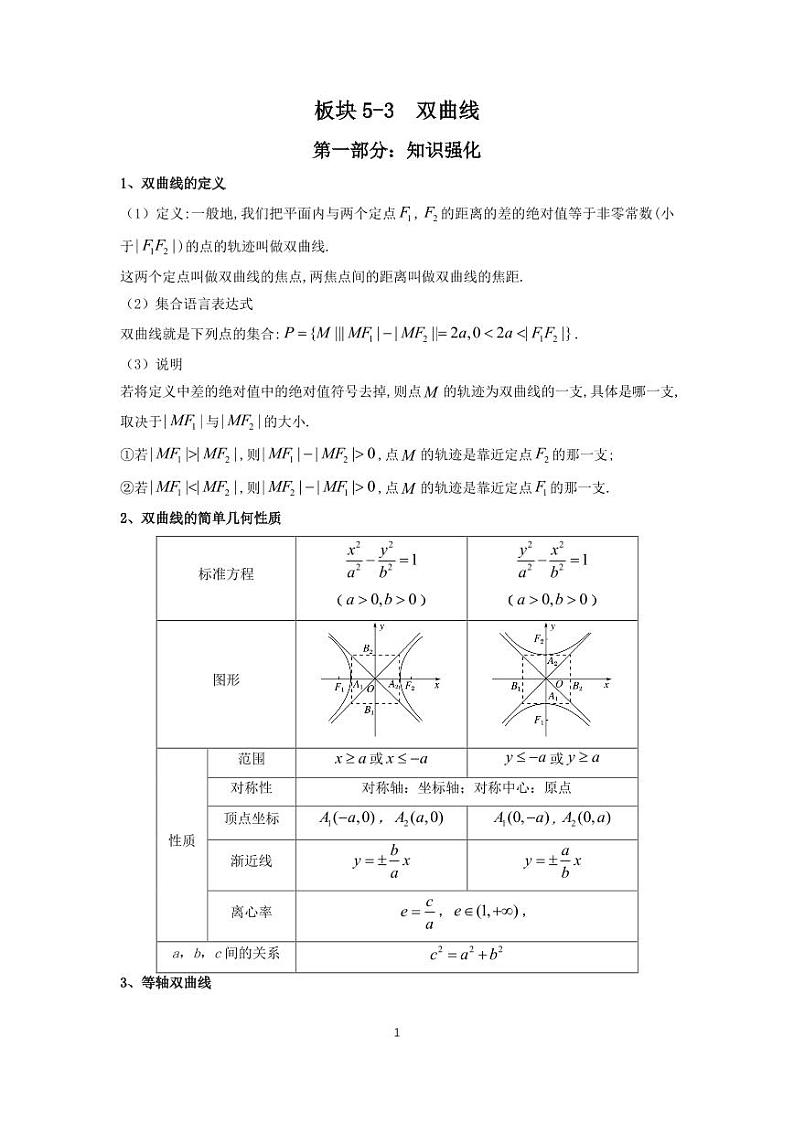 高考大题专项板块5-3　双曲线第1页