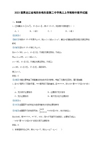 2023届黑龙江省鸡西市鸡东县第二中学高三上学期期中数学试题含答案
