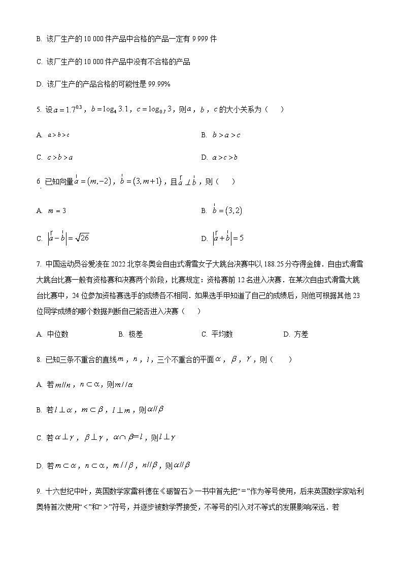2023年山西省普通高中学业水平考试数学试题  Word版无答案第2页