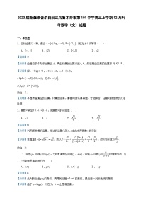 2023届新疆维吾尔自治区乌鲁木齐市第101中学高三上学期12月月考数学（文）试题含解析
