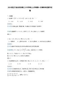 2024届辽宁省沈阳市第二十中学高三上学期第一次模拟考试数学试题含答案