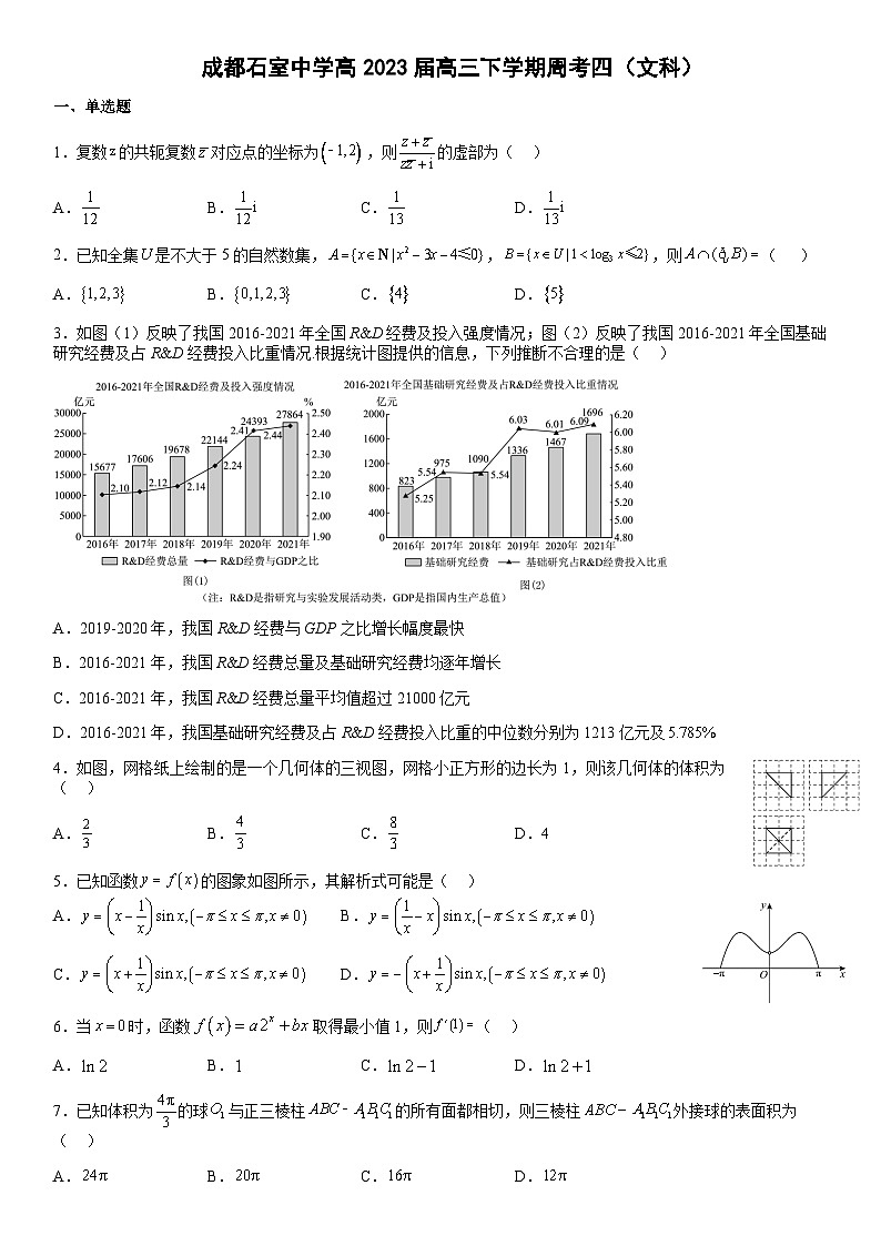 2022-2023学年四川省成都市石室中学高三下学期第4次周考（文科）数学试题含答案01