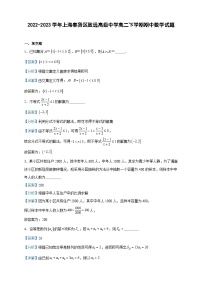 2022-2023学年上海奉贤区致远高级中学高二下学期期中数学试题含答案
