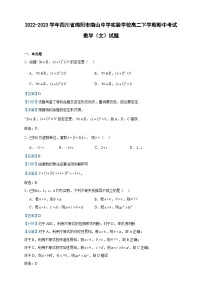 2022-2023学年四川省绵阳市南山中学实验学校高二下学期期中考试数学（文）试题含答案
