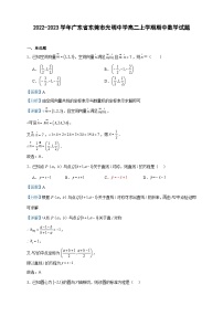 2022-2023学年广东省东莞市光明中学高二上学期期中数学试题含答案