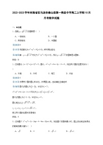 2022-2023学年河南省驻马店市确山县第一高级中学高二上学期10月月考数学试题含答案