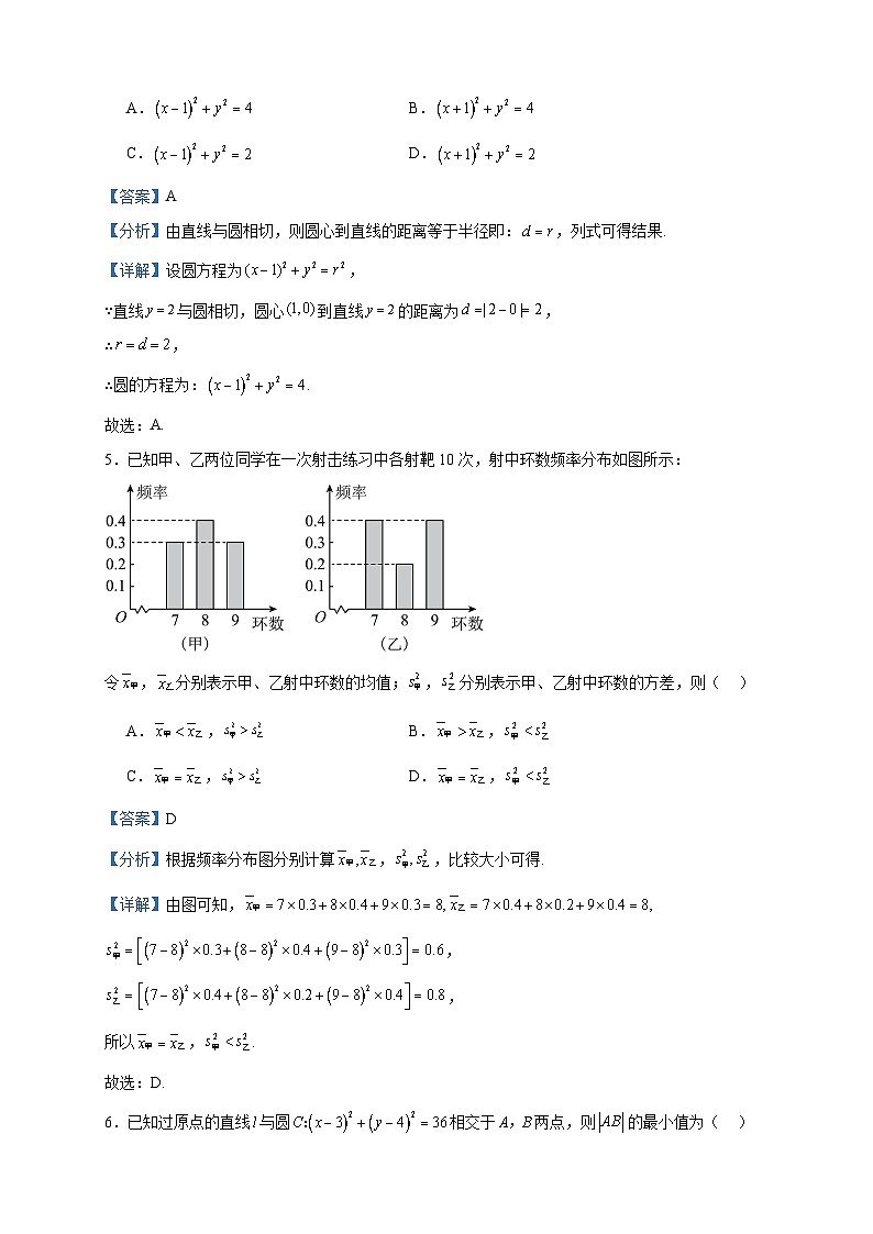 2022-2023学年四川省资阳市高二上学期期末数学（文）试题含答案02