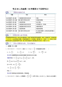 考点08三角函数（30种题型8个易错考点）-【一轮复习讲义】2024年高考数学复习全程规划（新高考地区专用）（解析版）