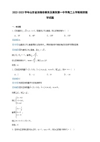 2022-2023学年山东省济南市莱芜区莱芜第一中学高二上学期期末数学试题含答案