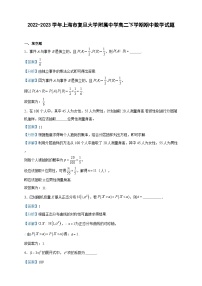 2022-2023学年上海市复旦大学附属中学高二下学期期中数学试题含答案