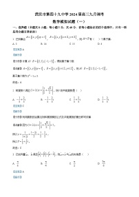 湖北省武汉市第四十九中学2024届高三数学上学期九月调考模拟试题（一）（Word版附解析）