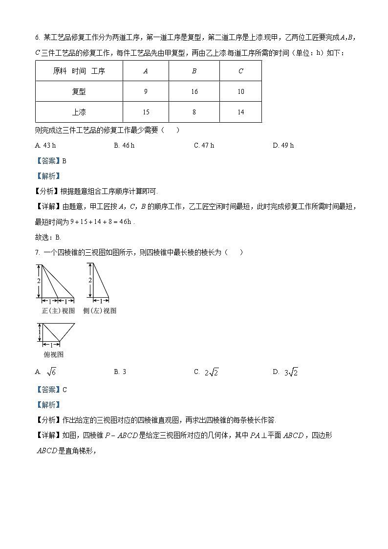江西省名校协作体2023届高三数学（理）二轮复习联考（二）（期中）试题（Word版附解析）03
