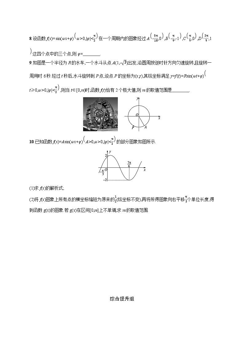 2024届高考数学（人教A版）一轮复习课后习题：第五章 三角函数 课时规范练23　函数y=Asin（ωx+φ）的图象及三角函数的应用第3页