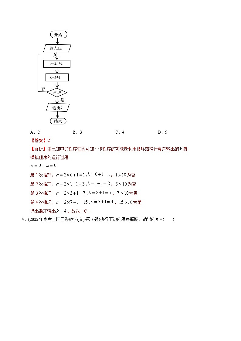 十年高考数学真题分项汇编（2014-2023）（文科）专题12算法初步（文科）（Word版附解析）03