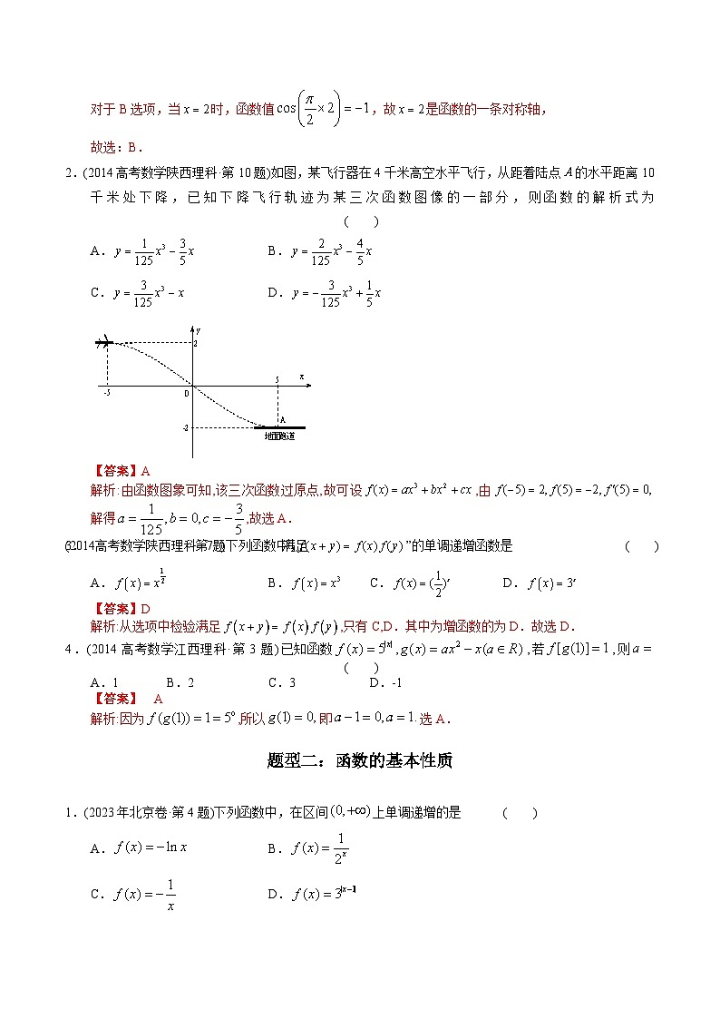 十年高考数学真题分项汇编（2014-2023）（理科）专题02函数选择题（理科）（Word版附解析）02