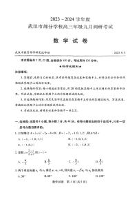 2024届武汉市高三九月调研考试 数学试卷