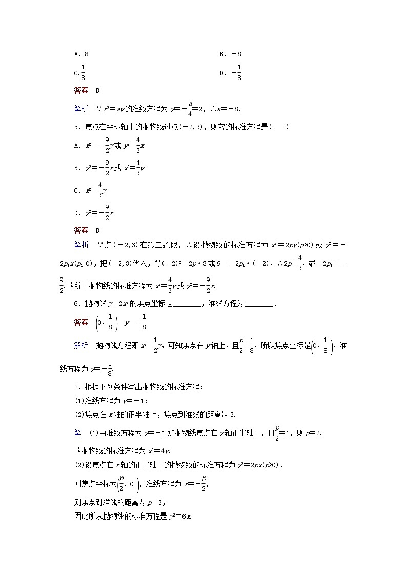 2023新教材高中数学第2章平面解析几何2.7抛物线及其方程2.7.1抛物线的标准方程对点练新人教B版选择性必修第一册第2页