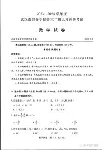 2024届武汉市部分学校高三年级九月调研考试数学试卷（附答案）