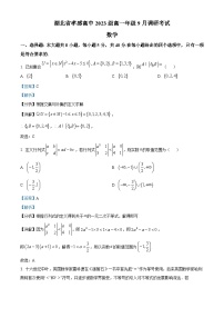 湖北省孝感高级中学2023-2024学年高一数学上学期9月调研考试试题（Word版附解析）