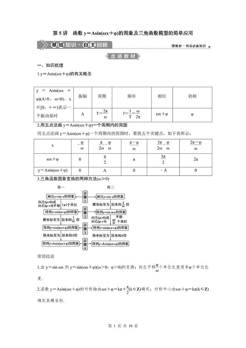 (新高考)高考数学一轮复习讲练测 第5章 第5讲　函数y＝Asin(ωx＋φ)的图象及三角函数模型的简单应用 (2份打包，原卷版+教师版)01