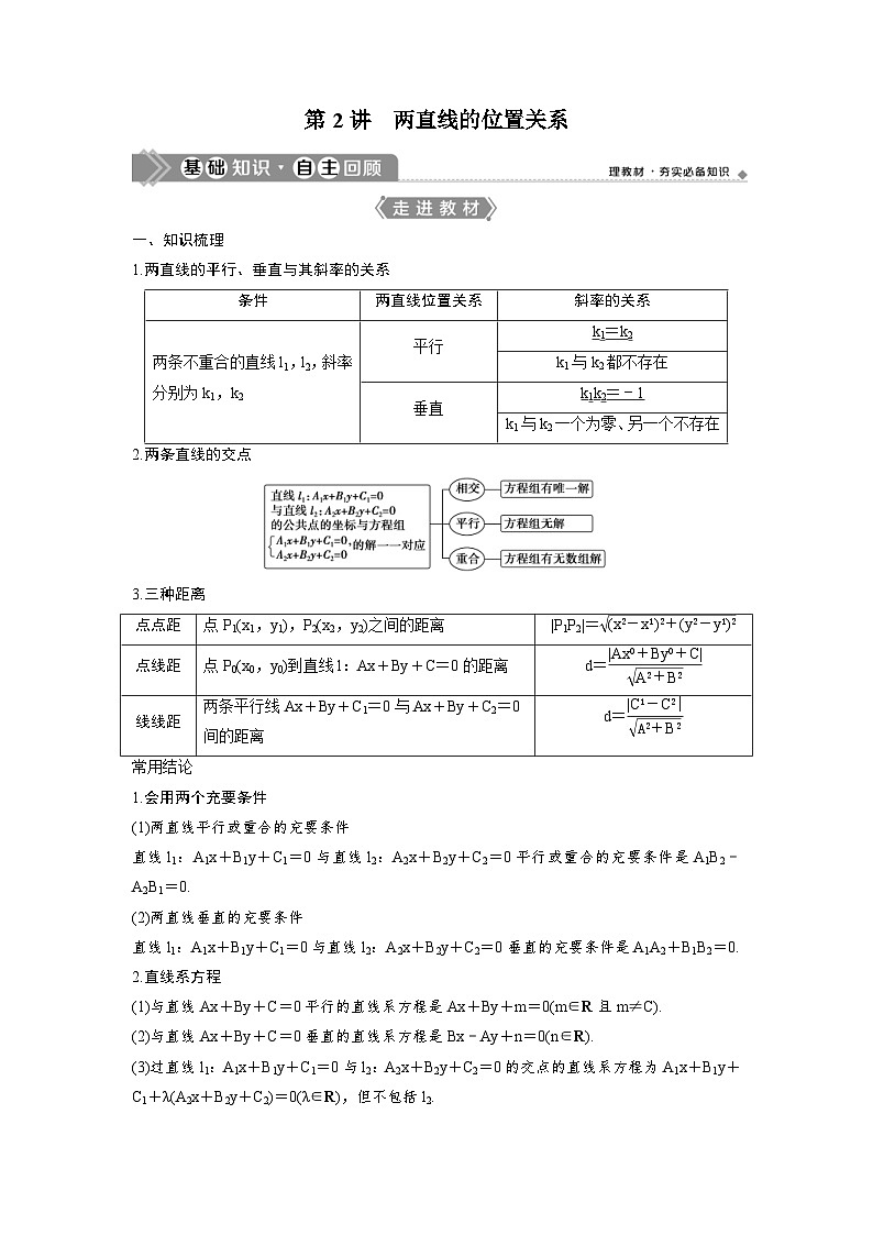(新高考)高考数学一轮复习讲练测 第9章 第2讲　两直线的位置关系 (2份打包，原卷版+教师版)01