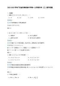 2022-2023学年广东省东莞实验中学高一上学期月考（二）数学试题含答案