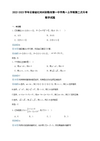 2022-2023学年云南省红河州弥勒市第一中学高一上学期第二次月考数学试题含答案