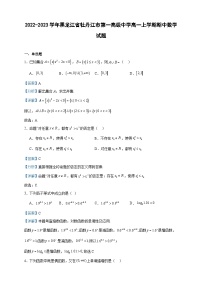 2022-2023学年黑龙江省牡丹江市第一高级中学高一上学期期中数学试题含答案