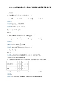 2022-2023学年青海省西宁市高一下学期期末调研测试数学试题含答案