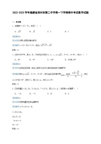 2022-2023学年福建省漳州市第二中学高一下学期期中考试数学试题含答案