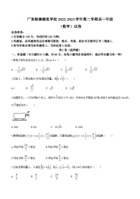 广东省顺德德胜学校2022-2023学年高一下学期期中数学试题